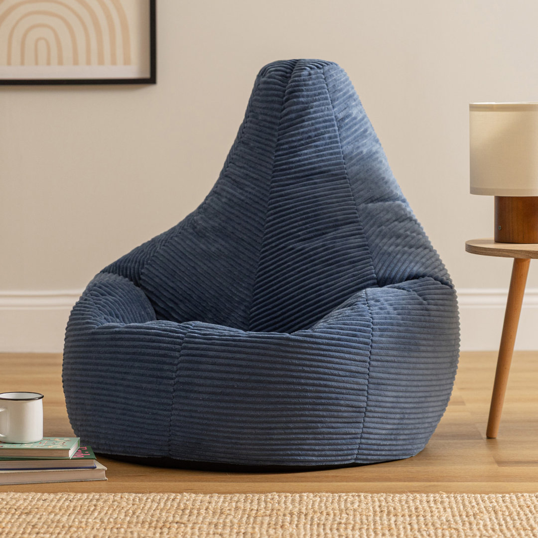 Bean Bag Bazaar Dalton Corduroy Recliner Bean Bag Blue Medium